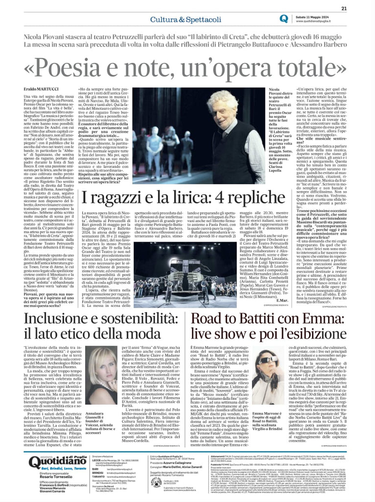 Quotidiano di Puglia - 11 Maggio 2024